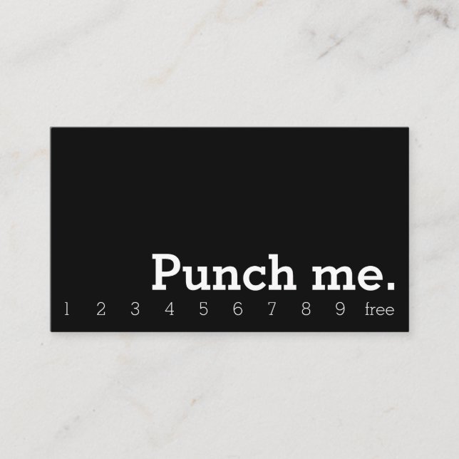 Punch Me Simple Dark Loyalty Coffee Punch-Card (Front)