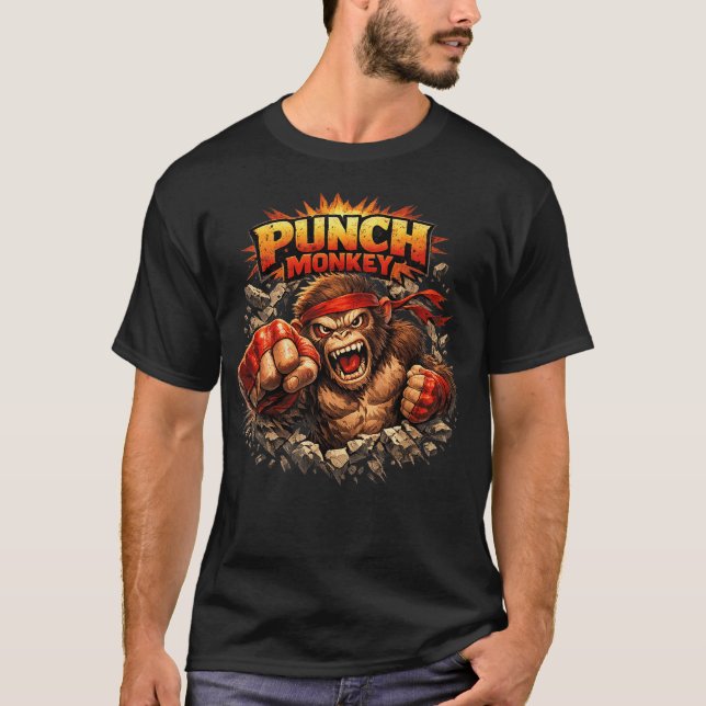 Punch Monkey Plush Viral Meme Graphic T-Shirt (Front)