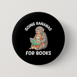 Punch monkey with book funny national reading 6 cm round badge
