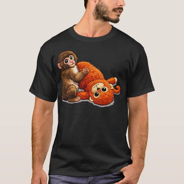 Punch Monkey With Stuffed Buddy T-Shirt (Front)