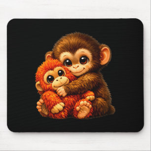 Punch monkey with teddy bear cuddling internet mem mouse mat