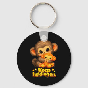 Punch monkey with teddy bear cuddling keep holding key ring