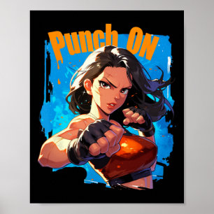 Punch On Strong Women Kickboxing Fighter  Poster