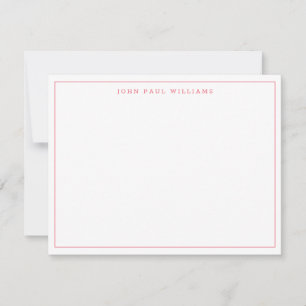 Punch Pink Simple Modern Professional Thin Border Card