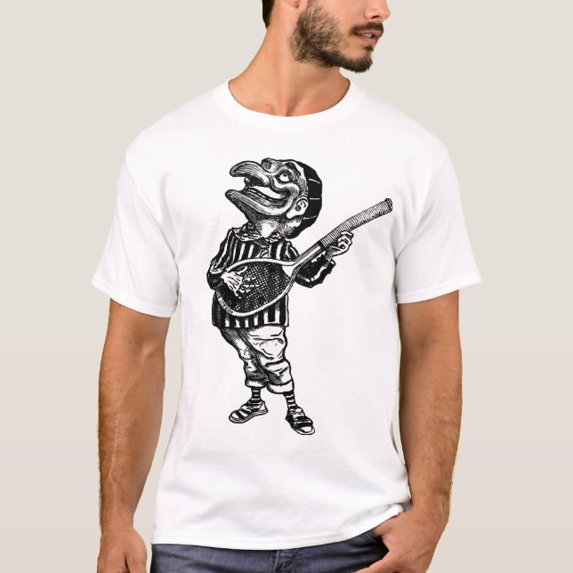Punch playing air guitar on a tennis racket T-Shirt (Front)
