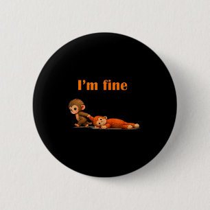 Punch the monkey cuddling stuffed animal meme 6 cm round badge