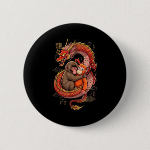 Punch the monkey cuddling stuffed animal meme 6 cm round badge