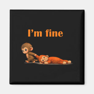 Punch the monkey cuddling stuffed animal meme magnet