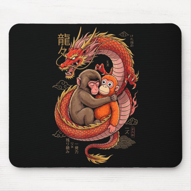 Punch the monkey cuddling stuffed animal meme mouse mat (Front)