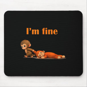 Punch the monkey cuddling stuffed animal meme mouse mat