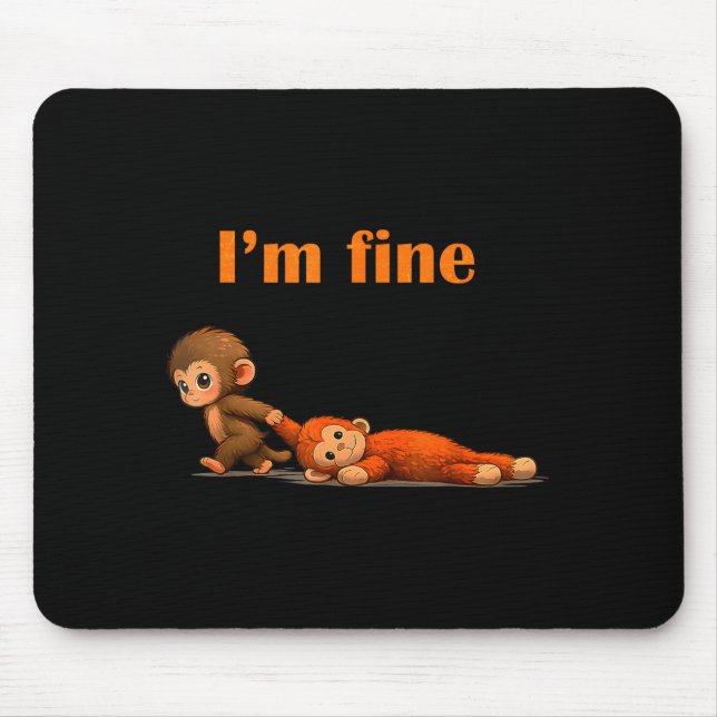 Punch the monkey cuddling stuffed animal meme mouse mat (Front)