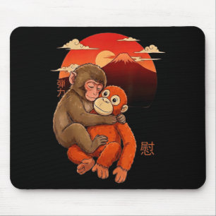 Punch the monkey japanese red sunset and mountain mouse mat