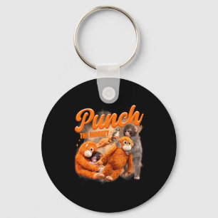 Punch the monkey meme baby monkey holding plush key ring