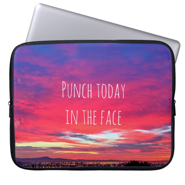Punch Today In The Face Hot Pink Blue Sunset Photo Laptop Sleeve (Front)