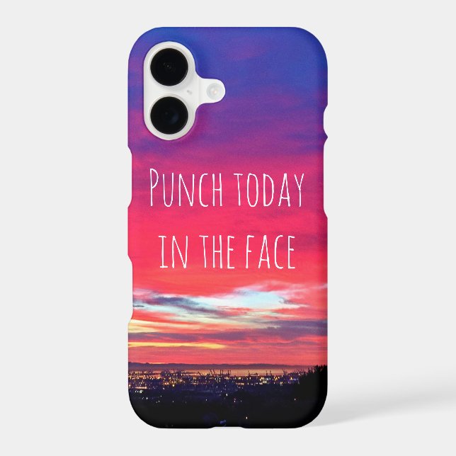 Punch Today Quote Hot Pink Blue Sunset Photo (Back)