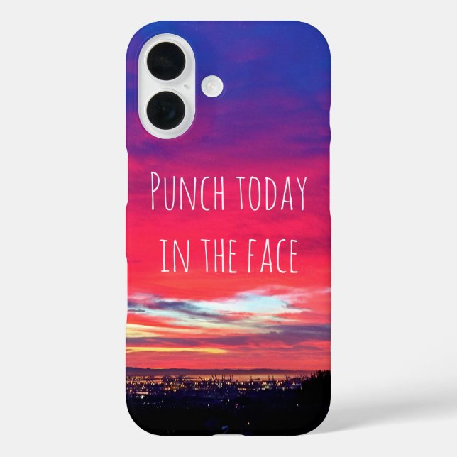 Punch Today Quote Hot Pink Blue Sunset Photo Case-Mate iPhone Case (Back)