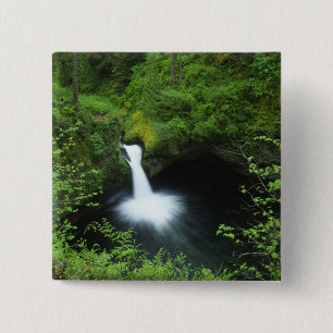Punchbowl Falls on Eagle Creek, Columbia River 15 Cm Square Badge
