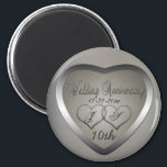 Punched Tin 10 Year Anniversary Magnet<br><div class="desc">The traditional gift of the 10 Year Wedding Anniversary is tin.  In keeping with that tradition,  we have created our Punched Tin Look 10th Wedding Anniversary design.  Please note that all embellishments are digitally created to appear realistic.</div>