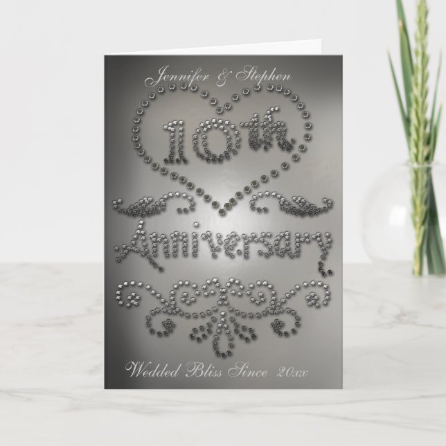 Punched Tin Look 10th Wedding Anniversary Card (Front)