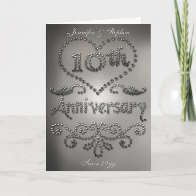 Punched Tin Look 10th Wedding Anniversary Card (Front)
