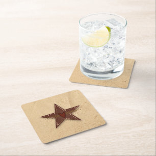 Punched Tin Star Square Paper Coaster