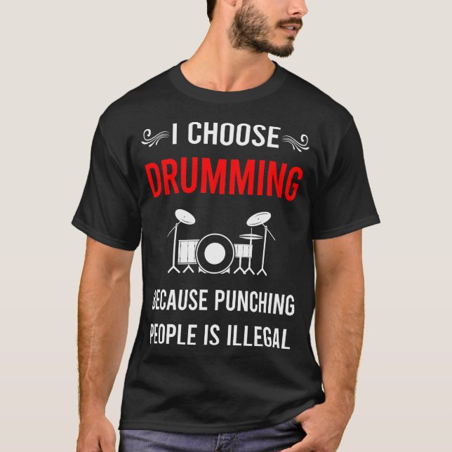 Punching Drumming Drummer Drum Drums T-Shirt (Front)