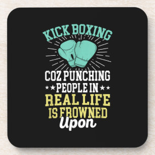 Punching People Is Frowned Upon Funny Sarcastic Ki Coaster