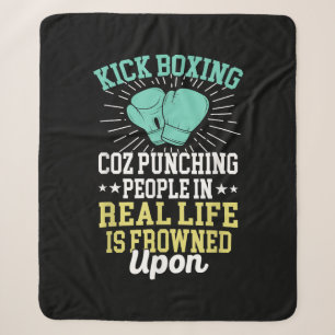 Punching People Is Frowned Upon Funny Sarcastic Ki Sherpa Blanket
