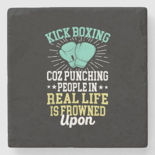 Punching People Is Frowned Upon Funny Sarcastic Ki Stone Coaster