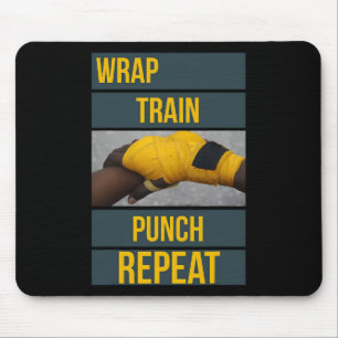 Punchy Graphics Wrap Train Punch Repeat, Boxing Ki Mouse Mat