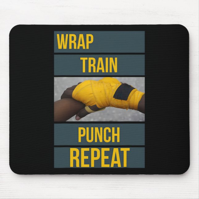 Punchy Graphics Wrap Train Punch Repeat, Boxing Ki Mouse Mat (Front)