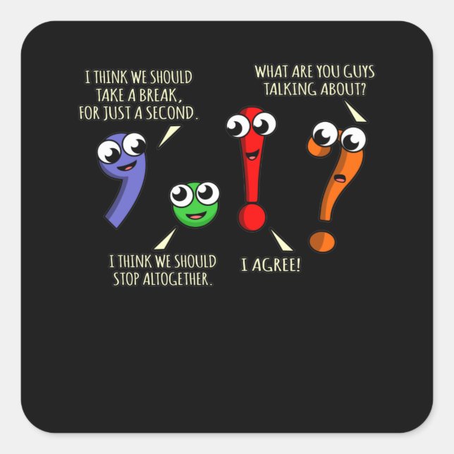 Punctuation Marks English Language Teacher Student Square Sticker (Front)
