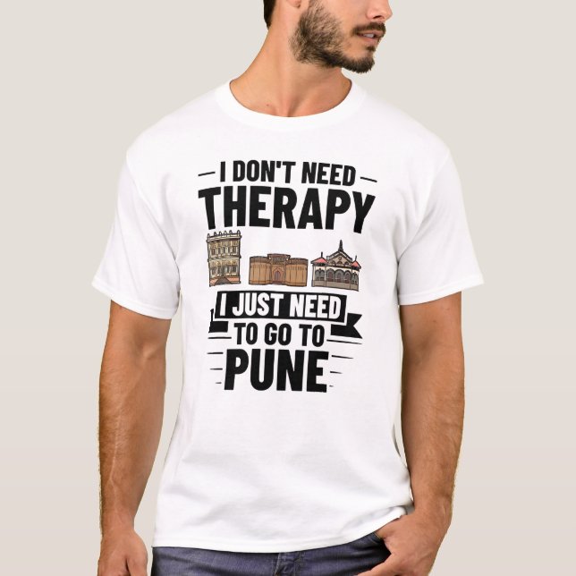 Pune India City Skyline Map Travel T-Shirt (Front)