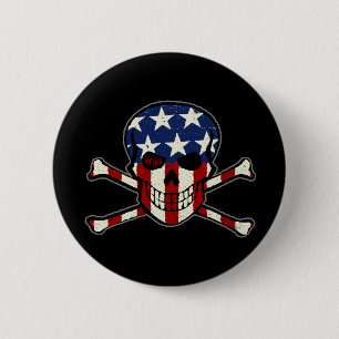 Punisher Skull Americana Flag Graphic 6 Cm Round Badge