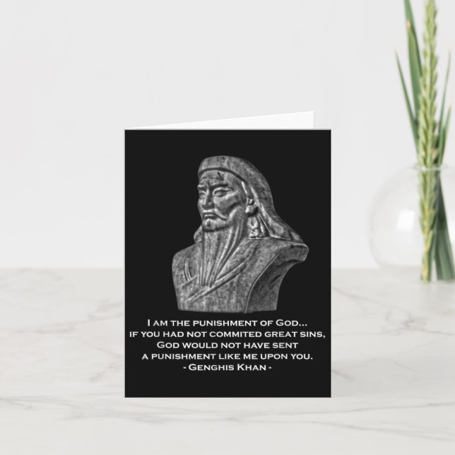 Punishment Of God - Genghis Khan Quote  Card (Front)