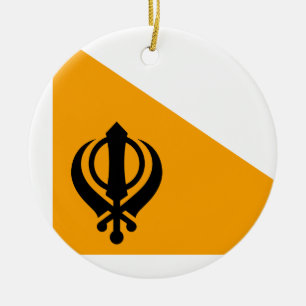 Punjab Sikh Holy Flag Sikhism Nishan Sahib Ceramic Tree Decoration