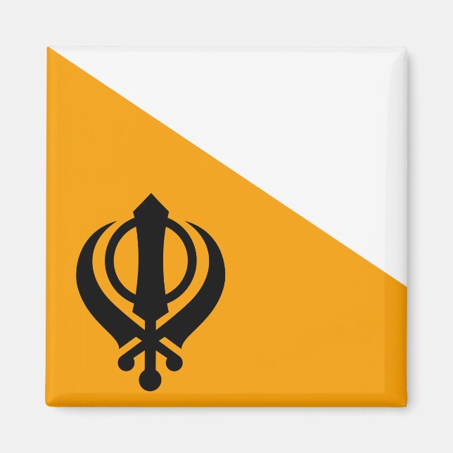 Punjab Sikh Holy Flag Sikhism Nishan Sahib Magnet (Front)