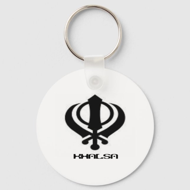Punjabi Khanda Sikh Khalsa Design Merchandise Key Ring (Front)