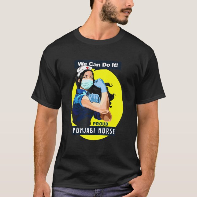 Punjabi Proud Frontline Worker Rosie Riveter Nurse T-Shirt (Front)