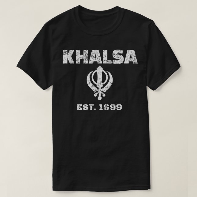 Punjabi Sikh Khanda Khalsa Established 1699  T-Shirt (Design Front)