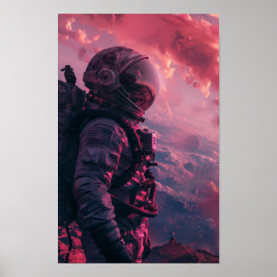Punk Astronaut Colony on Mars Poster