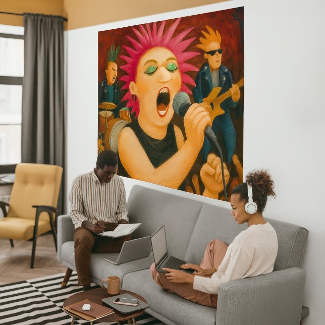 Punk Band - Large Wrapped Canvas Art Print (Punk Concert Art Print)
