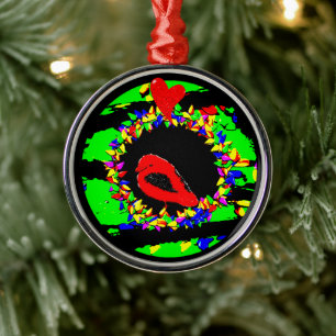Punk Cardinal Christmas wreath Metal Tree Decoration