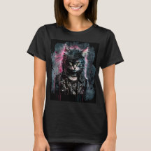 Punk Cat with Pink Fur Ladies T
