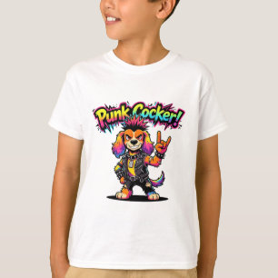 Punk Cocker Colorful Cocker Spaniel Punk Rock Dog T-Shirt