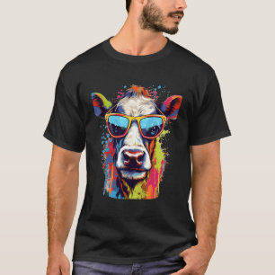 Punk Cow Bull Farm Animal Dairy Farmer Rainbow Col T-Shirt