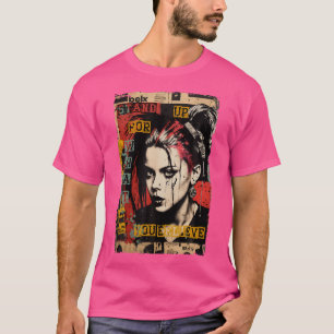 Punk Girl Graffiti Grunge 90S Colourful Distressed T-Shirt