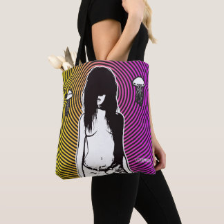 Punk Goth Creepy Girl Scary Psychedelic Seeker Tote Bag