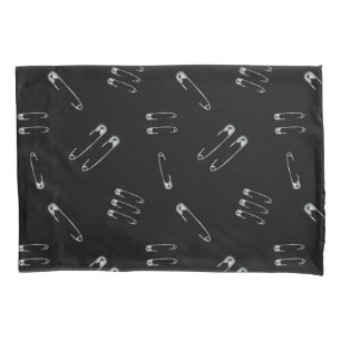 Punk Goth Emo Grunge Safety Pin Pattern Black Pillowcase