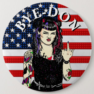 Punk Gothic Girl Flipping the Bird BYE-DON 6 Cm Round Badge